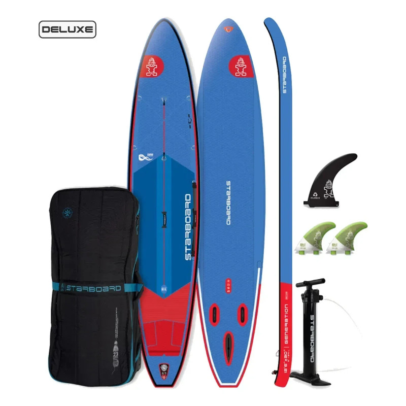 Надувна SUP дошка Starboard Generation 12'6” x 30” x 6” Deluxe жорстка легка обʼєм 341 л вага 10.7 кг