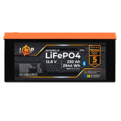 Акумулятор LP LiFePO4 12.8V 230Ah 2944Wh BMS 100A Bluetooth пластик 7000 циклів заряду 19.55кг Акумулятор LP LiFePO4 12.8V 230Ah 2944Wh BMS 100A Bluetooth пластик 7000 циклів заряду 19.55кг