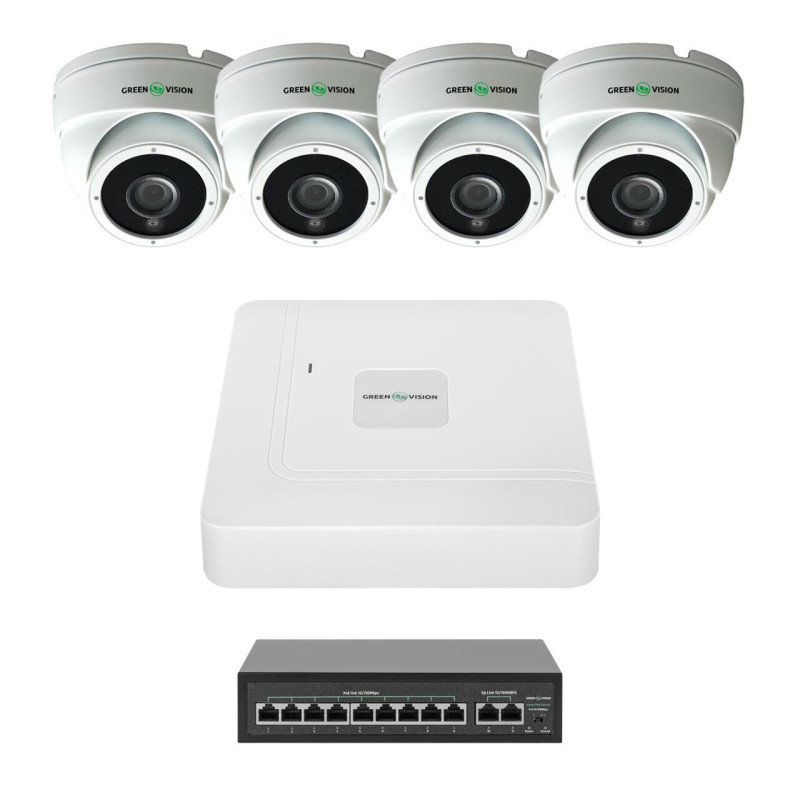 Комплект відеоспостереження GreenVision 9 каналів 5 МП IP NVR