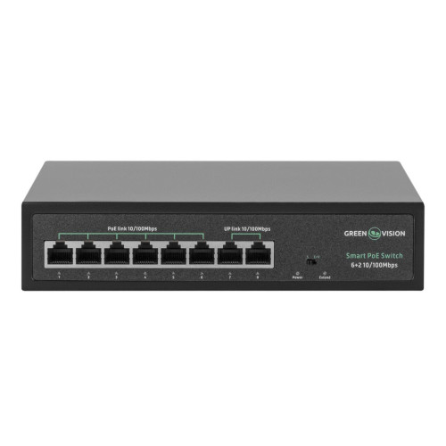 Комутатор мережевий PoE GV-015-D-06+2P для камер спостереження