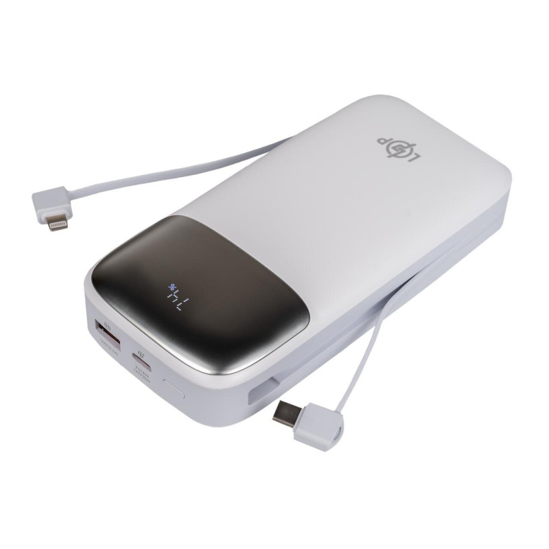Зовнішній акумулятор LP PQ20 20000mAh 22.5W з вбудованим кабелем