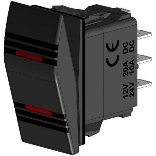 Клавішний вимикач Sunfine SF50713-3 LED підсвітка водонепроникний ON-OFF-ON для човна катера 4 контакти