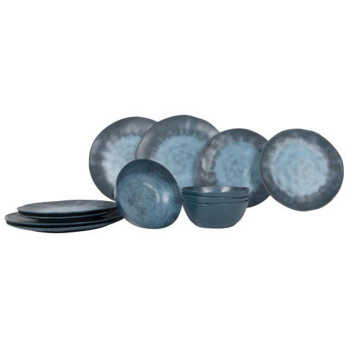 Сервіз столовий Gimex Stone Dark Blue меламін для кемпінгу 12 предметів