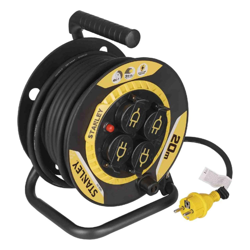 Подовжувач на котушці Stanley SXCR-111 20 м 4 розетки IP44