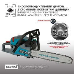 Бензинова пила Könner & Söhnen KS CS21G 2.1 к.с. з автоматичним змащуванням Бензинова пила Könner & Söhnen KS CS21G 2.1 к.с. з автоматичним змащуванням