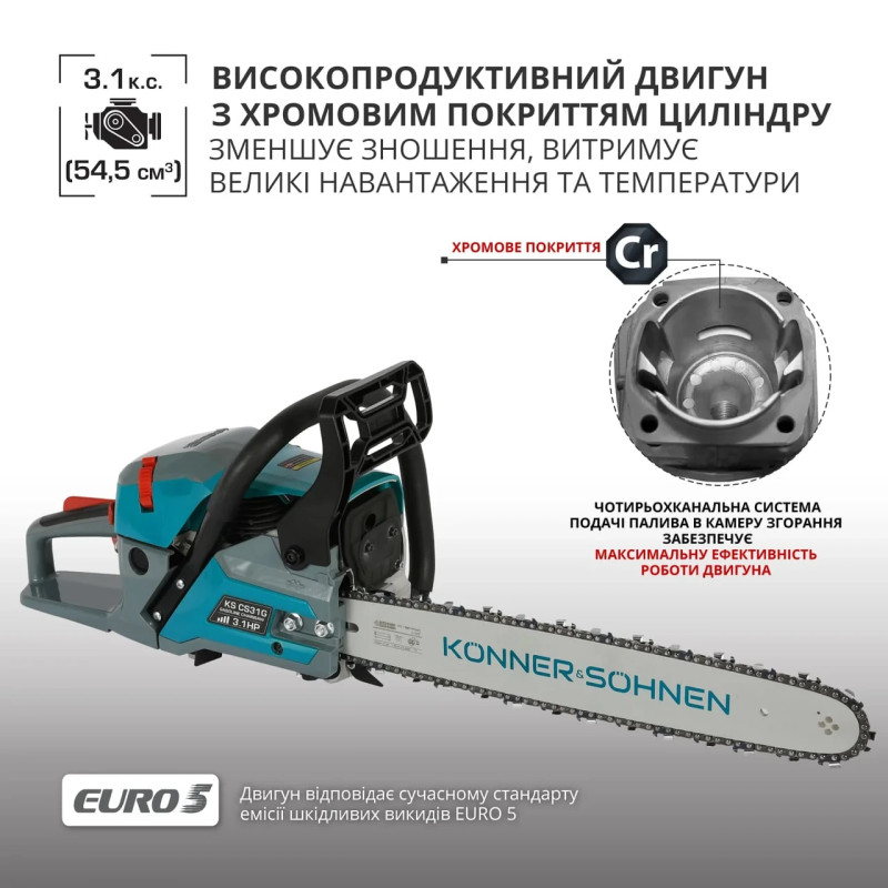 Бензинова пила Könner & Söhnen KS CS31G 3.1 к.с. автоматичне змащення