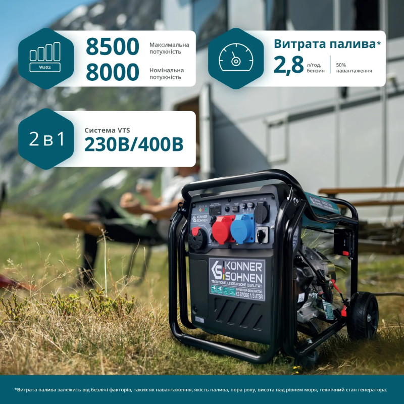Інверторний генератор KS 8100iE 1/3 ATSR 8.5 кВт із системою VTS та АВР