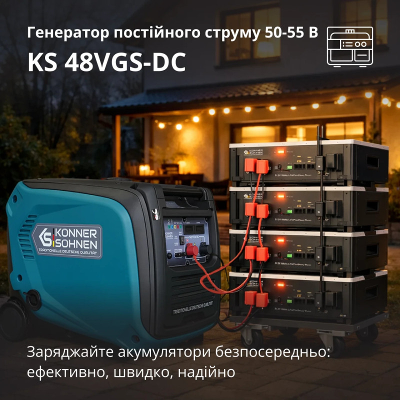 Генератор постійної напруги KS 48VGS-DC 50-55В бензин/LPG шумозахисний