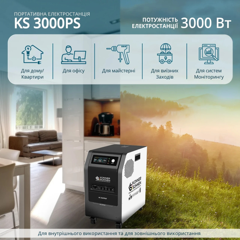 Портативна електростанція Könner & Söhnen KS 3000PS 3000 Вт LiFePO₄ UPS