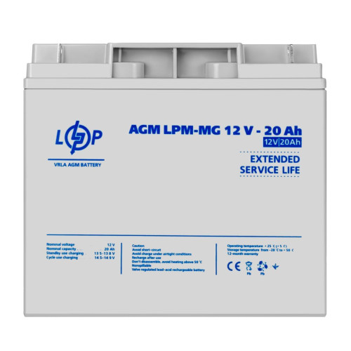 Акумулятор AGM мультигелевий LPM-MG 12V 20Ah 800 циклів