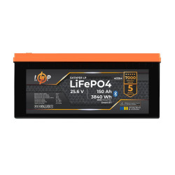 Акумулятор LP LiFePO4 25,6V - 150 Ah (3840Wh) (BMS 150A/75А) пластик Smart BT Акумулятор LP LiFePO4 25,6V - 150 Ah (3840Wh) (BMS 150A/75А) пластик Smart BT