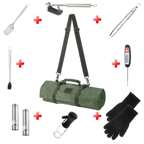 Акція! Скрутка ТОП 10 аксесуарів для барбекю Green GRILLI 888011 Код: 009568