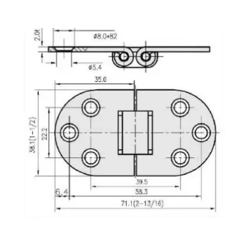 Петля RYE STAMPED HINGES HF05-262 71х38 мм нова водостійка стійка до корозії для човнів катерів яхт