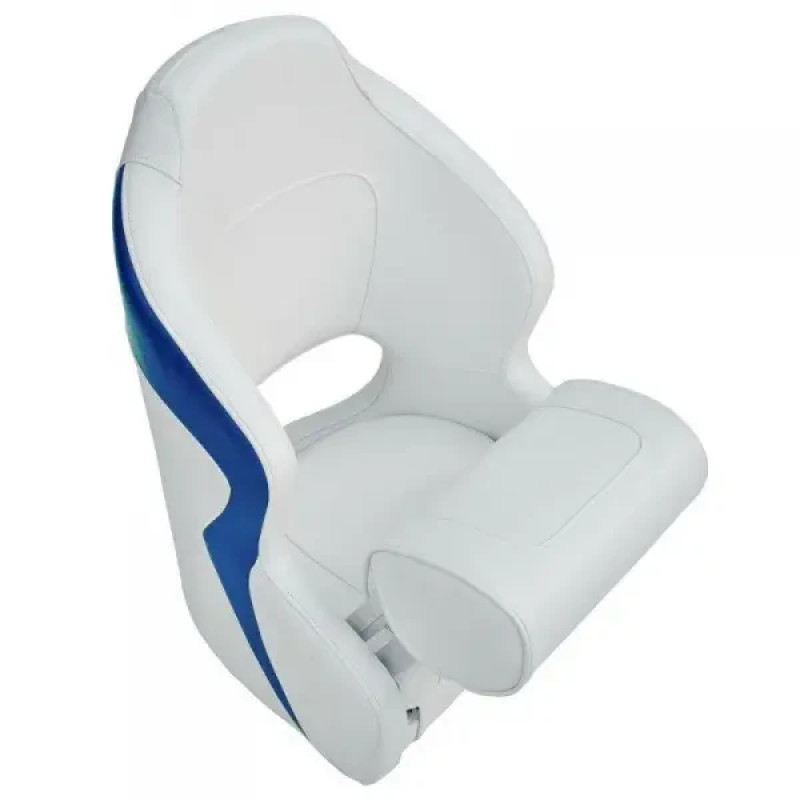 Крісло капітанське AquaL Flip up 12126 сіросинє з морського вінілового матеріалу для катера з системою FLIP-UP