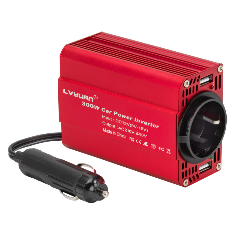 Інвертор LVYUAN 12В на 220В 300Вт USB-A 2 виходи захист від перегріву і короткого замикання