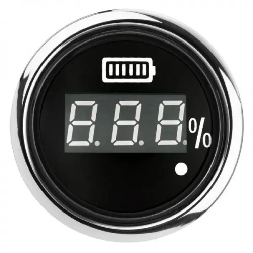 Вольтметр I Gauge WKVOW-DGB1060 цифровий чорний дисплей LED підсвітка червоний хромована рамка 52 мм