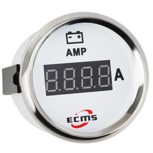 Цифровий амперметр ECMS PEA-WS±150A 52 мм білий IP67 оранжева підсвітка хромована рамка для човнів та катерів