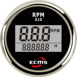 Цифровий тахометр ECMS PLT2-BS-RPM 52 мм чорний 800-00264 для човна діапазон 0-999999 об/хв діаметр 55 мм Цифровий тахометр ECMS PLT2-BS-RPM 52 мм чорний 800-00264 для човна діапазон 0-999999 об/хв діаметр 55 мм