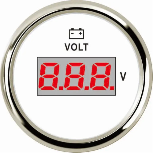 Вольтметр ECMS PEV2-WS-8-32 цифровий 9-32 VDC білий діаметр 55 мм помаранчева підсвітка