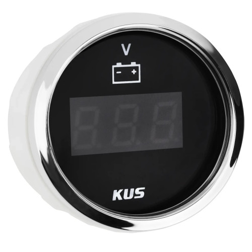 Вольтметр Wema Kus CEVR-BS-9-32 цифровий чорний 12V 52 мм з жовтим та червоним підсвічуванням для човна