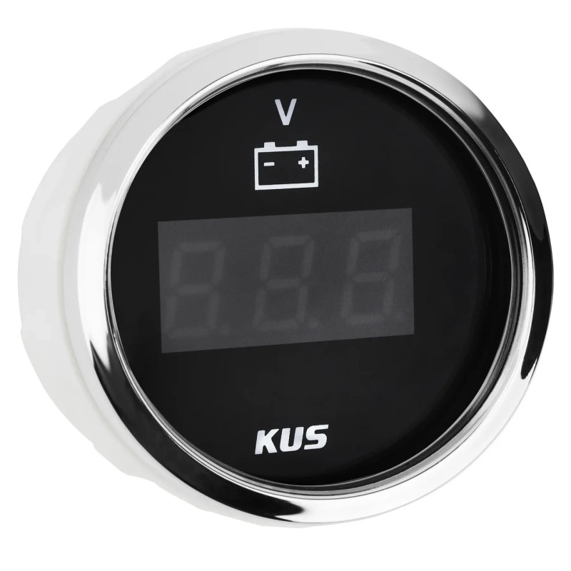 Вольтметр Wema Kus CEVR-BS-9-32 цифровий чорний 12V 52 мм з жовтим та червоним підсвічуванням для човна