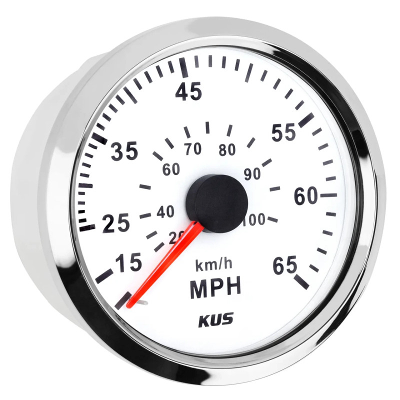 Спідометр Wema Kus CPOB-WS-65 білий 0-65 миль/год бризкозахищений діаметр 85 мм 12/24В для човна та катера