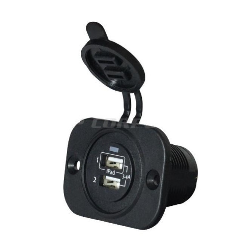 Двійне USB гніздо C30234B 4.8A вологозахищене для човна і катера 2 порти для зарядки гаджетів