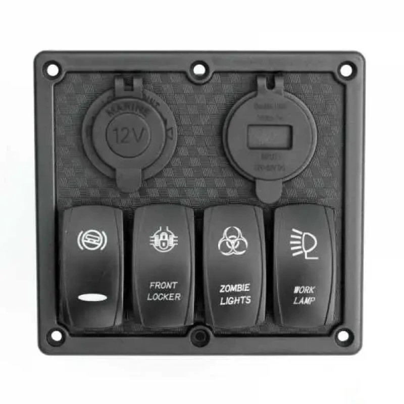 Панель перемикання YUJ 4 з USB вольтметром та прикуривателем для човна і катера 4 кнопки новий пристрій