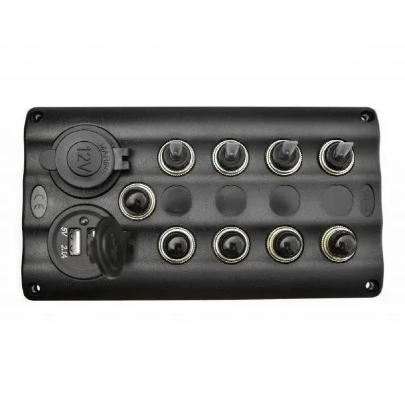 Панель RYE HF60-046PN на 4 перемикача автомат 82х107 мм з прикурювачем і USB портом для човна та катера