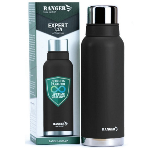 Термос Ranger Expert 1.2 літра Black RA 9944 нержавіюча сталь подвійні стінки 590 г 63.9 градуса