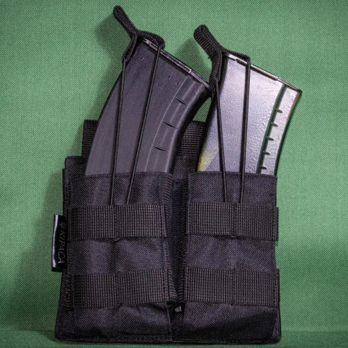 Подсумок Kirasa KI221 чорний Cordura 1000 для 2 ріжків з кріпленням MOLLE та надійною фіксацією