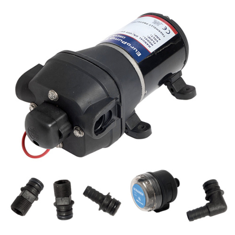 Помпа самовсасувальна Europump 18HF 12 В 20 л/хв 4 клапани Osculati з термічним захистом для човна та катера
