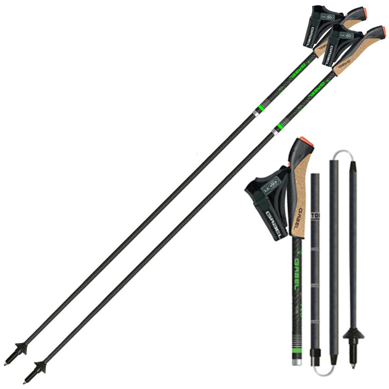 Палки для скандинавської ходьби Gabel FLD Carbon 105 см ультралегкі складні карбонові для трейлраннінга чорні