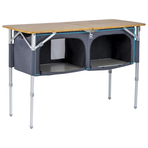 Стіл Bo-Camp Newington 120x50 см коричневий з текстильним шафчиком висота 55/80 см алюмінієвий каркас максимальне навантаження 30