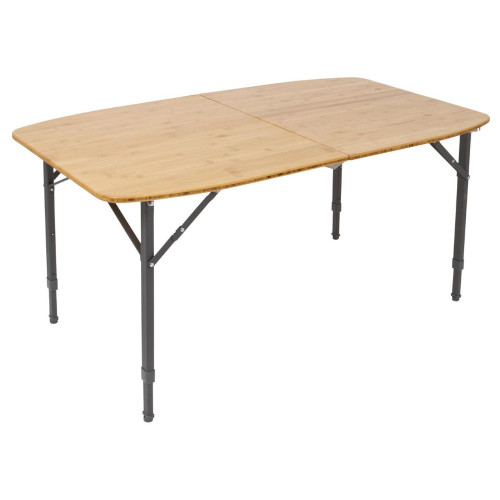 Стіл Bo-Camp Islington Oval 120x70 см коричневий з бамбуковою стільницею алюмінієвий для кемпінгу та відпочинку на природі