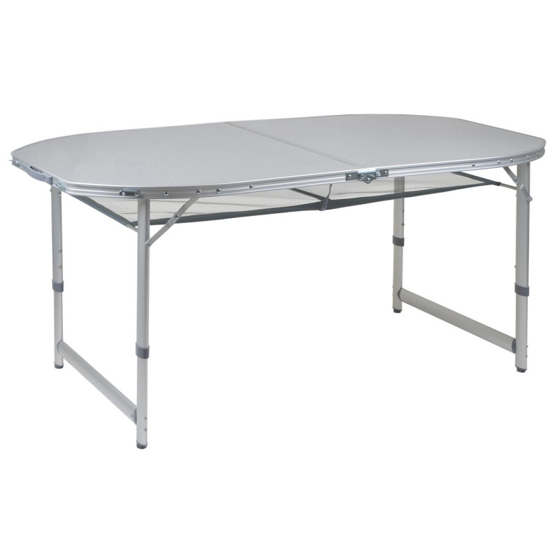 Стіл Bo-Camp Premium Oval 150x80 см Сірий телескопічні ніжки сітка для зберігання до 30 кг 8-10 осіб