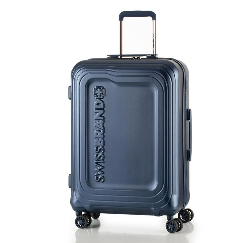 Чемодан Swissbrand London M Navy 77 л полікарбонат/ABS 4 колеса TSA замок бічна ручка для подорожей