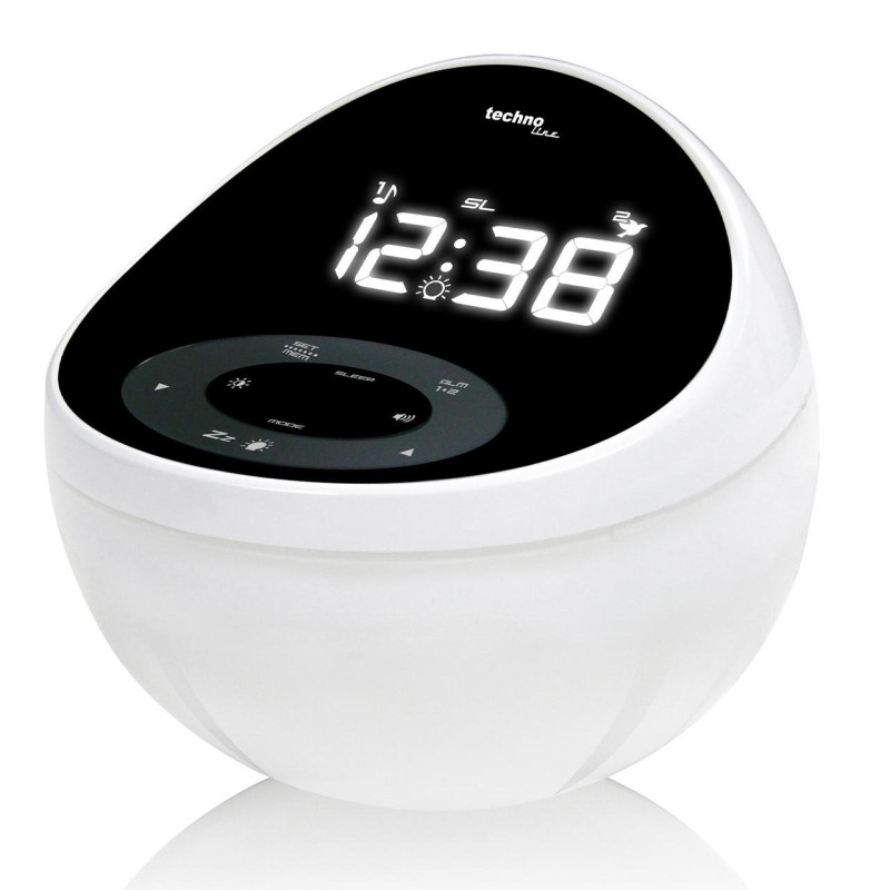 Настільні годинники з радіо Technoline WT500 Black/White FM-радіоприймач будильник світильник AUX 10 станцій