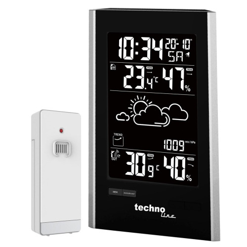 Метеостанція Technoline WS9060 Black/Silver бездротовий датчик кольоровий дисплей до 60 м 0.290 кг