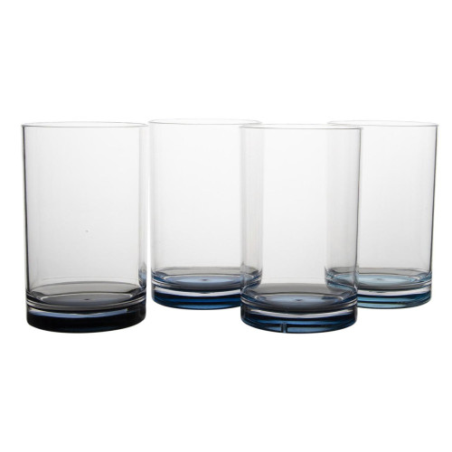 Набір склянок Gimex Water Glass Colour 320 мл прозорі з синіми відтінками для кемпінгу 4 шт