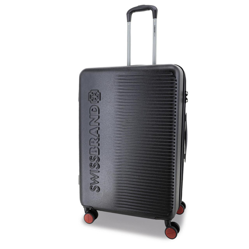 Чемодан Swissbrand Enstone M Black 103 л жорсткий з TSA замком 4 колеса розширювальний для подорожей