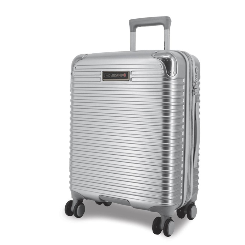 Валіза Swissbrand Rome M Silver SWB_LHROM002M 126 л з розширювальним клапаном 4 колеса TSA замок алюмінієва ручка