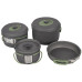 Набір посуду Bo-Camp Explorer 4 Pieces 19 Hard Anodized Grey/Green 3 каструлі 1 л 1.4 л 2.2 л для кемпінгу