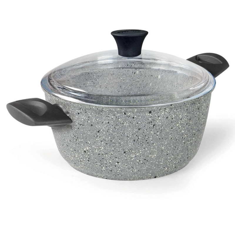 Каструля Flonal Dura Induction 4.3 л з кришкою Pyrex антипригарне покриття Magma-Tech Plus сірий колір