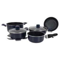 Набір посуду Gimex Cookware Set induction 8 предметів синій антипригарне покриття знімна ручка 4-шарове