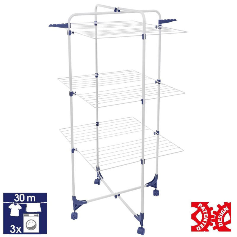 Сушка для білизни Casa Si Athletic 3 White CS92185E04 30 м сталь 4 колеса складна максимальна економія простору