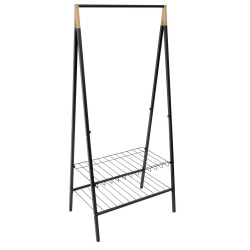 Стійка для одягу Casa Si Garment Rack Bamboo Black CS92308W04 2 полички для взуття 10 вішалок висота 153 см Стійка для одягу Casa Si Garment Rack Bamboo Black CS92308W04 2 полички для взуття 10 вішалок висота 153 см
