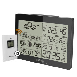 Метеостанція Technoline WS6760 Black з трьома датчиками будильником індикатором комфорту та прогнозом погоди