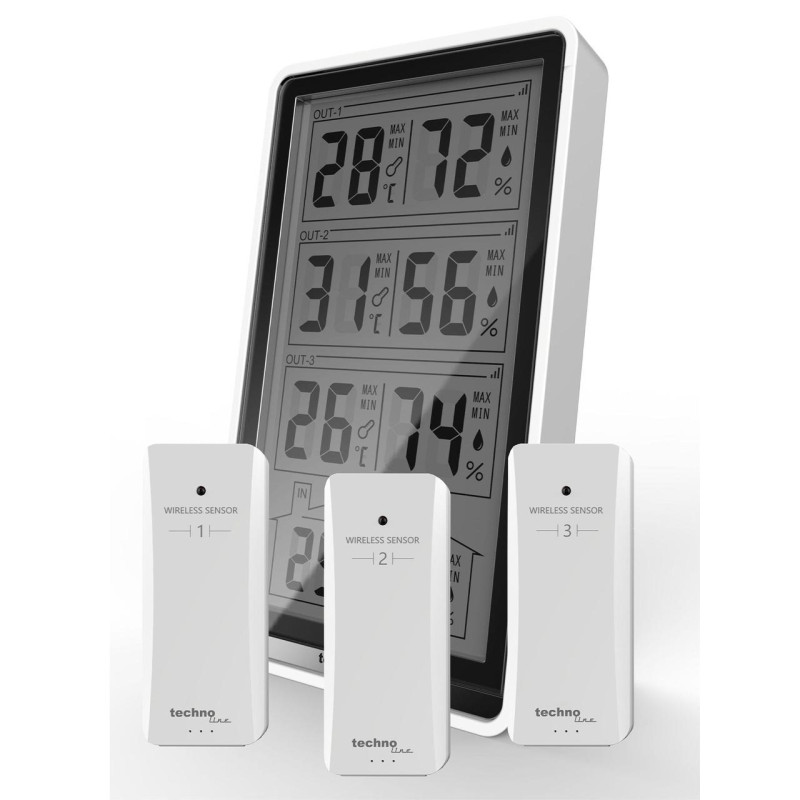 Термогігрометр Technoline WS7060 Black 3 датчики вимірювання температури 0°C до 50°C вологість 20% до 95%