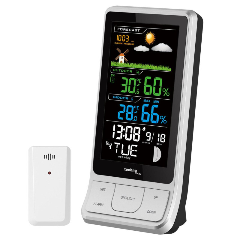 Метеостанція Technoline WS6441 Black/Silver кольоровий дисплей бездротовий датчик температури 184х90х65 мм